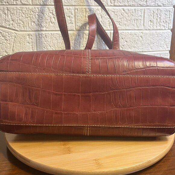 NWT Genuine Leather Shoulder Bag Reptile Patterned BANDOLINO - Picture 6 of 11